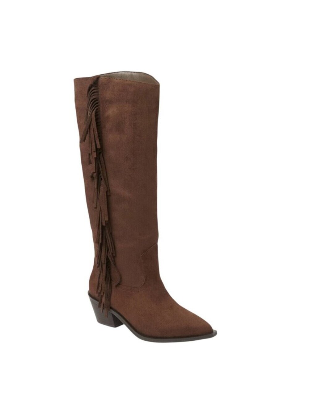 NWT Universal Thread Tall Fringe Western Boots Cone Heel Chocolate Brown 6M